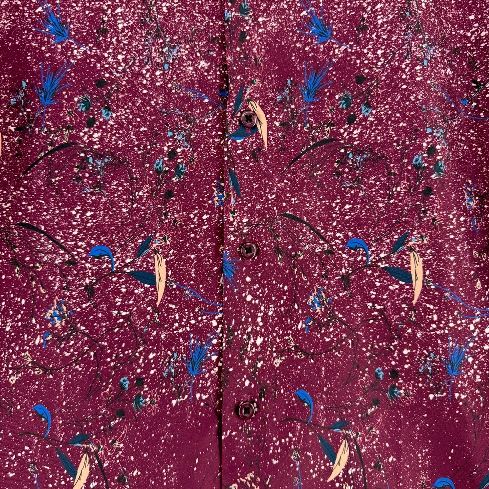 Rosso Milano Italy floral speckled button up shirt men's medium 15.5 - Picture 5 of 9